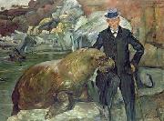 Lovis Corinth Portrat Carl Hagenbeck mit dem Walrob Pallas oil on canvas